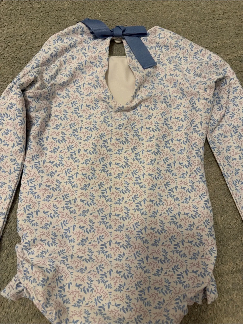 Minnow Long-Sleeve Floral One-Piece Swimsuit for Kids - Blue & Pink